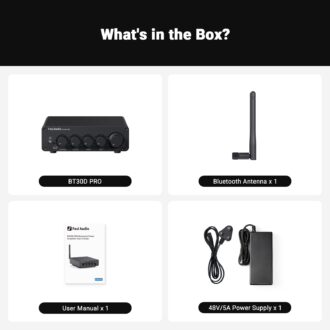 Fosi Audio BT30D Pro TPA3255 Hi-Fi Bluetooth 5.0 Stereo Audio Receiver Amplifier 2.1 Channel Mini Class D Integrated Amp 165 Watt x2+350 Watt for Home Outdoor Desktop Bookshelf Speakers/Subwoofers