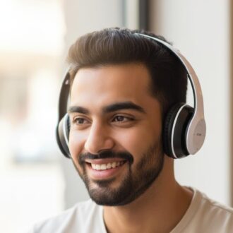 BfsTeckt Wireless Bluetooth Headphones with Deep Bass Sound, Foldable Design, Comfortable Cushioned Earpads, Built-in Mic for Music & Calls, Average Battery(1-3 Hours) Backup, Stylish Everyday Use