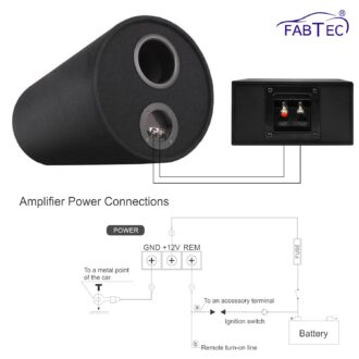 FABTEC 12V Dual Channel 120W Car Amplifier Stereo Power Mono Amp Audio, Bass Sub- Woofer kit, Monoblock, Black Body Encloser,Car Multi Channel Amplifier Class AB, Mosfet Dc Power Supply