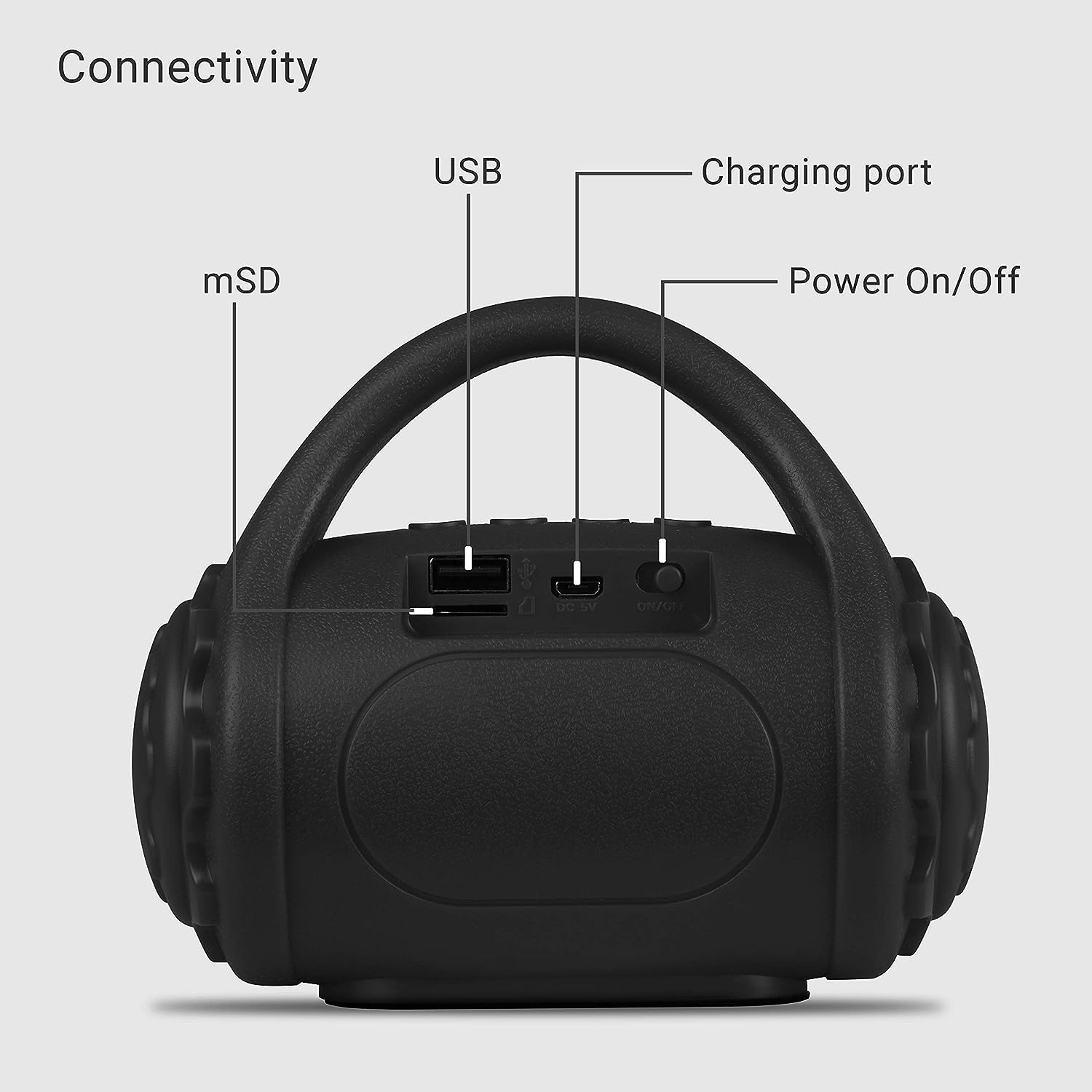 Zebronics ZEB-COUNTY 3W Wireless Bluetooth Portable Speaker With Supporting Carry Handle, USB, SD Card, AUX, FM & Call Function. (Black) - Image 5