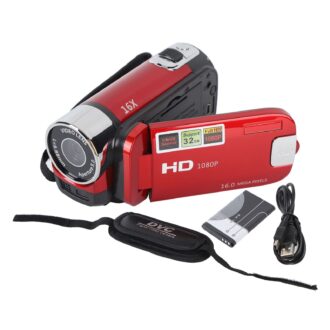 Yoidesu Camcorder, 1080P 16MP DV USB Built In Camera Vlogging Camera Recorder, 2.7in TFT 270 Degree Rotating 16X Digital Zoom Youtube Camera for Teens Students Boys Girls (Red),16 Megapixels