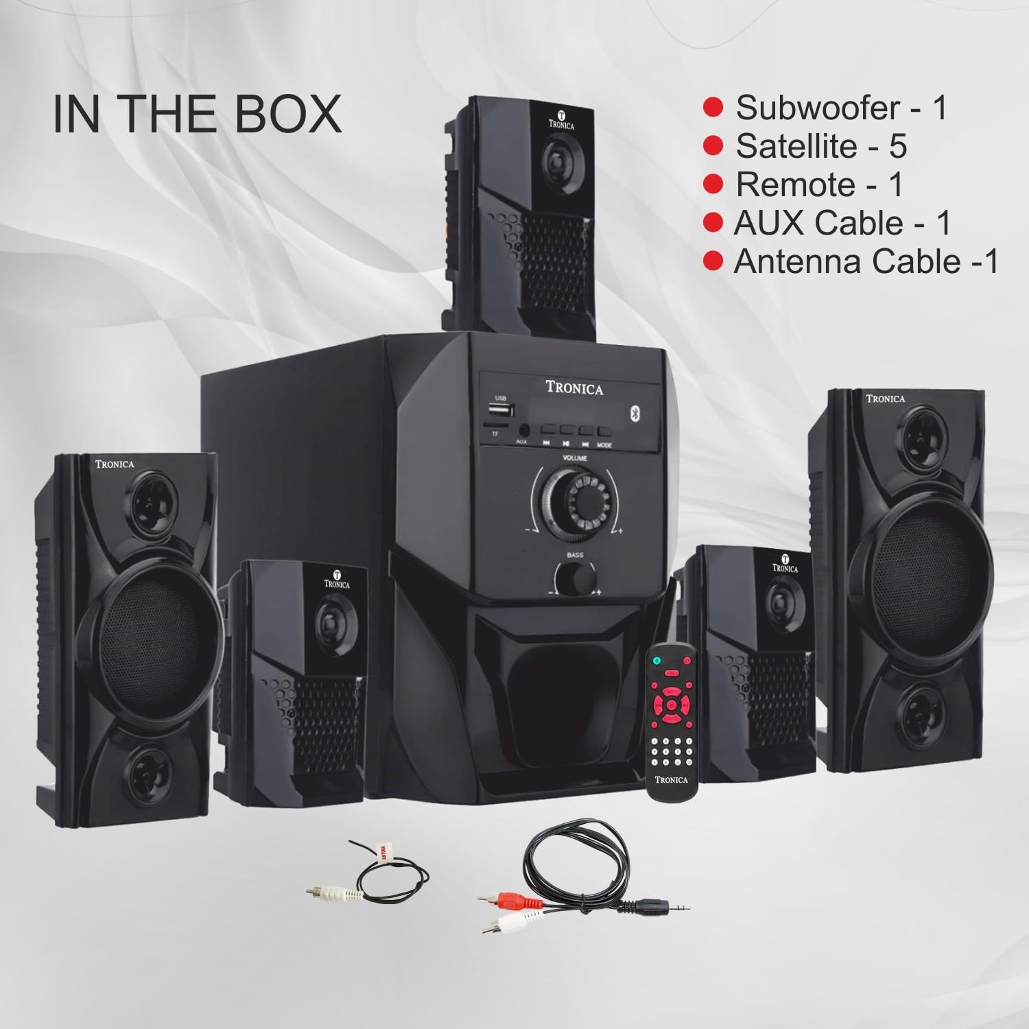 TRONICA Super King 5.1 Bluetooth Home Theatre System | 40W Deep Bass Surround Sound Speakers | USB, SD Card, FM, AUX | Multimedia Speaker System for TV, Laptop & Smartphone with Remote
