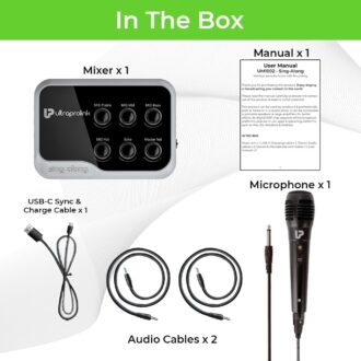UltraProlink Sing Along Portable Bluetooth Karaoke Mixer | with Recording | with Karaoke Microphone & Bluetooth Receiver Amplifier with Echo for Mobile Phones | Sing Along | UM1002