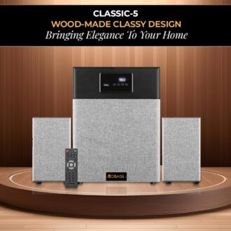 OBAGE Classic-5 2.1 Home Theatre System | 100W Output | HDMI ARC, Optical in, Bluetooth 5.3, USB, FM, AUX | Deep Bass Surround Sound for TV, Music & Movies