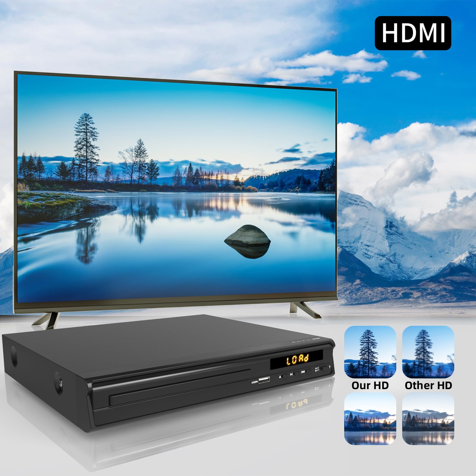 Multi-Region CD DVD Players,DVD Players for TV,HDMI AV Output, Supports USB Input & Mic's, Package Includes RCA/HDMI Cables and Remote Control - Image 7