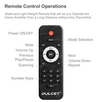 Dulcet DC-A30X 2 Channel Stereo Amplifier with Big LED Display/Bluetooth/MIC Input/USB/SD Card Slot/FM Radio/AUX Input/Remote Control & Built-in Equalizer with Bass, Treble & Balance Control