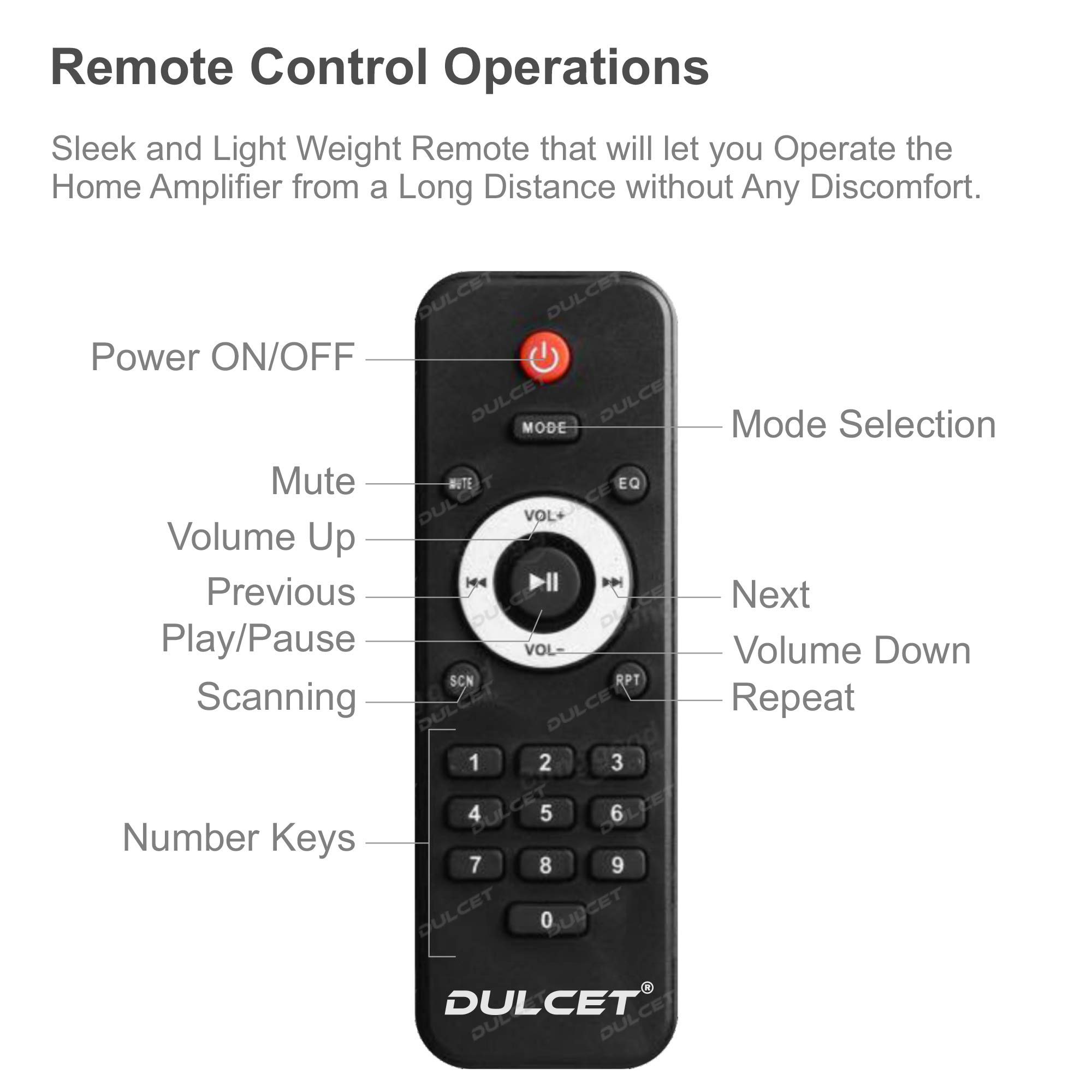 Dulcet DC-A30X 2 Channel Stereo Amplifier with Big LED Display/Bluetooth/MIC Input/USB/SD Card Slot/FM Radio/AUX Input/Remote Control & Built-in Equalizer with Bass, Treble & Balance Control