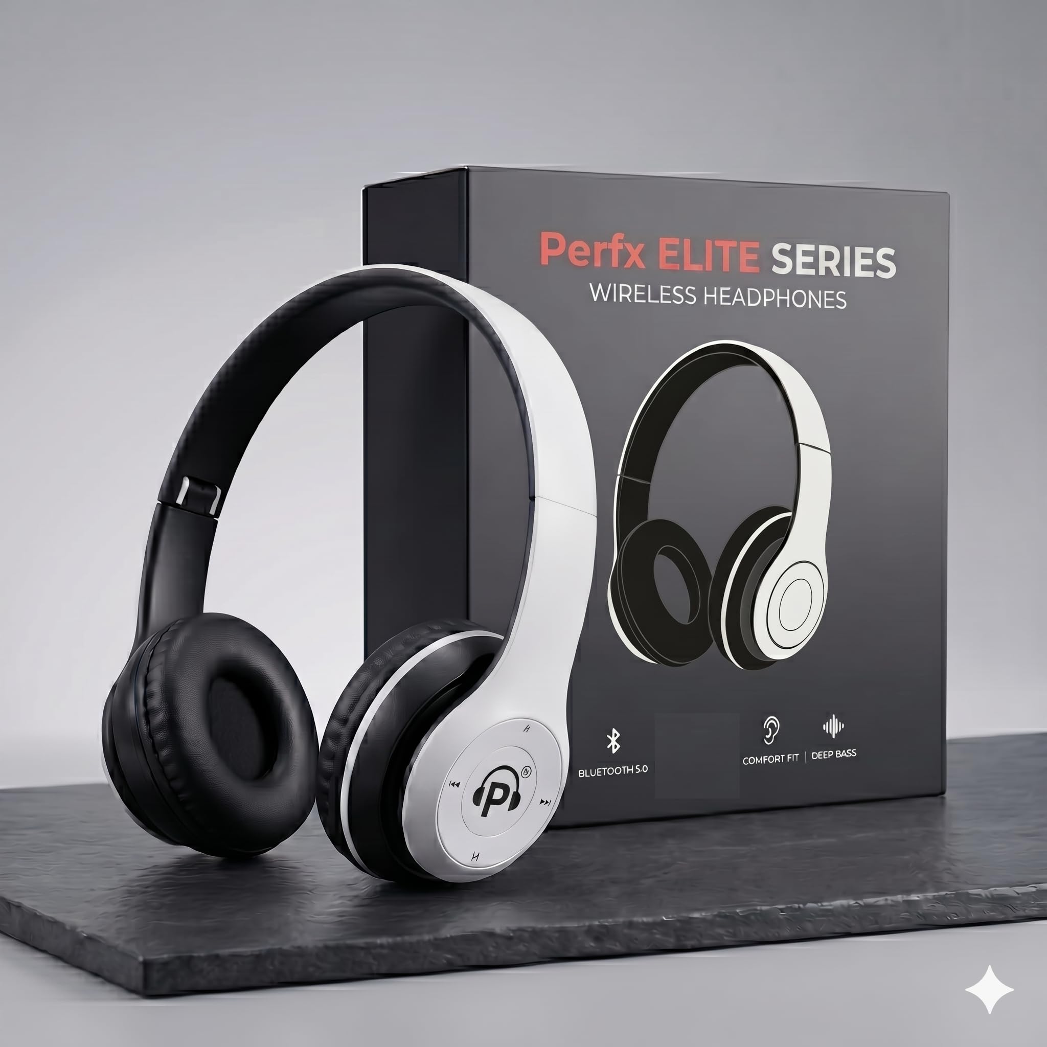 BfsTeckt Wireless Bluetooth Headphones with Deep Bass Sound, Foldable Design, Comfortable Cushioned Earpads, Built-in Mic for Music & Calls, Average Battery(1-3 Hours) Backup, Stylish Everyday Use - Image 2