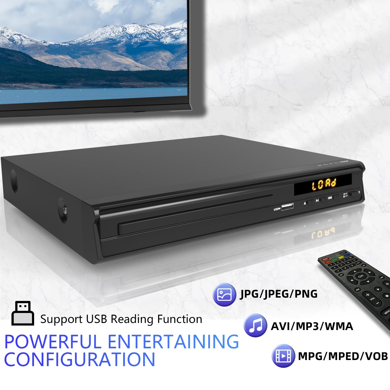 Multi-Region CD DVD Players,DVD Players for TV,HDMI AV Output, Supports USB Input & Mic's, Package Includes RCA/HDMI Cables and Remote Control - Image 5