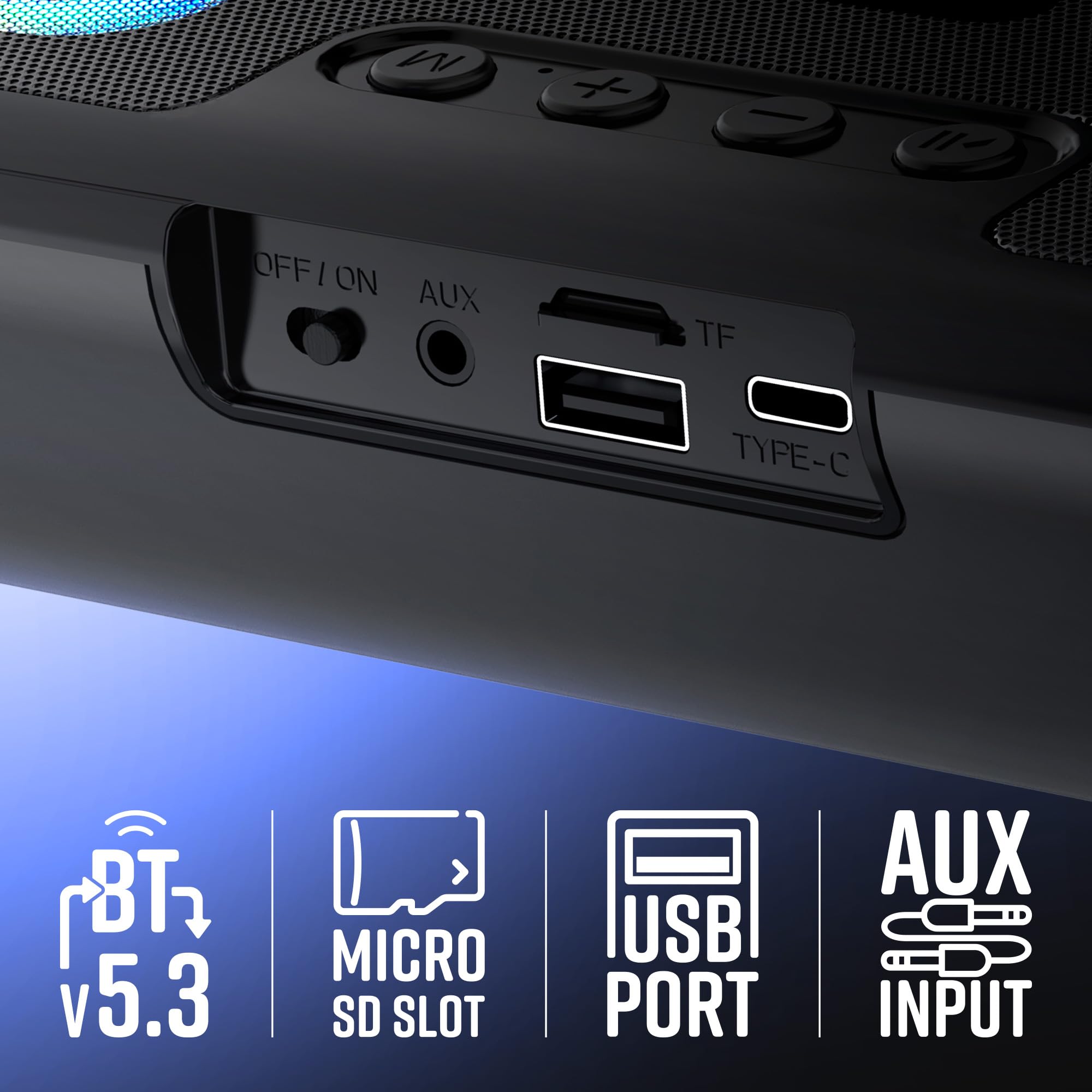 ZEBRONICS Astra 35, Portable Bluetooth Speaker, 16 Watts, Upto 8h Backup, Dual Drivers + Dual Passive Radiators, Call Function, Bluetooth v5.3 | USB | mSD| AUX, TWS, RGB LED - Image 5