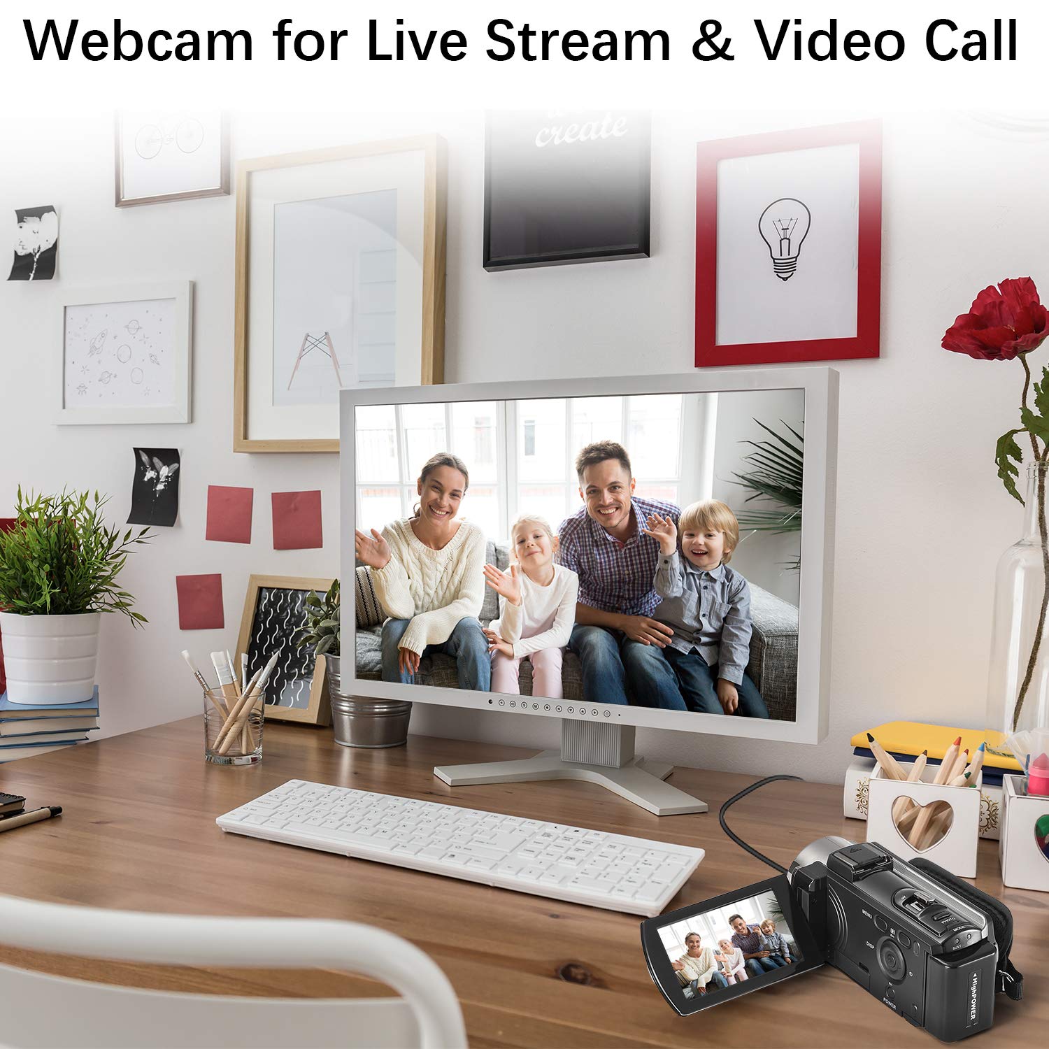 Video Camera Camcorder kimire Digital Camera Recorder Full HD 1080P 15FPS 24MP 3.0 Inch 270 Degree Rotation LCD 16X Digital Zoom Camcorder Camera with 2 Batteries(Black) - Image 7