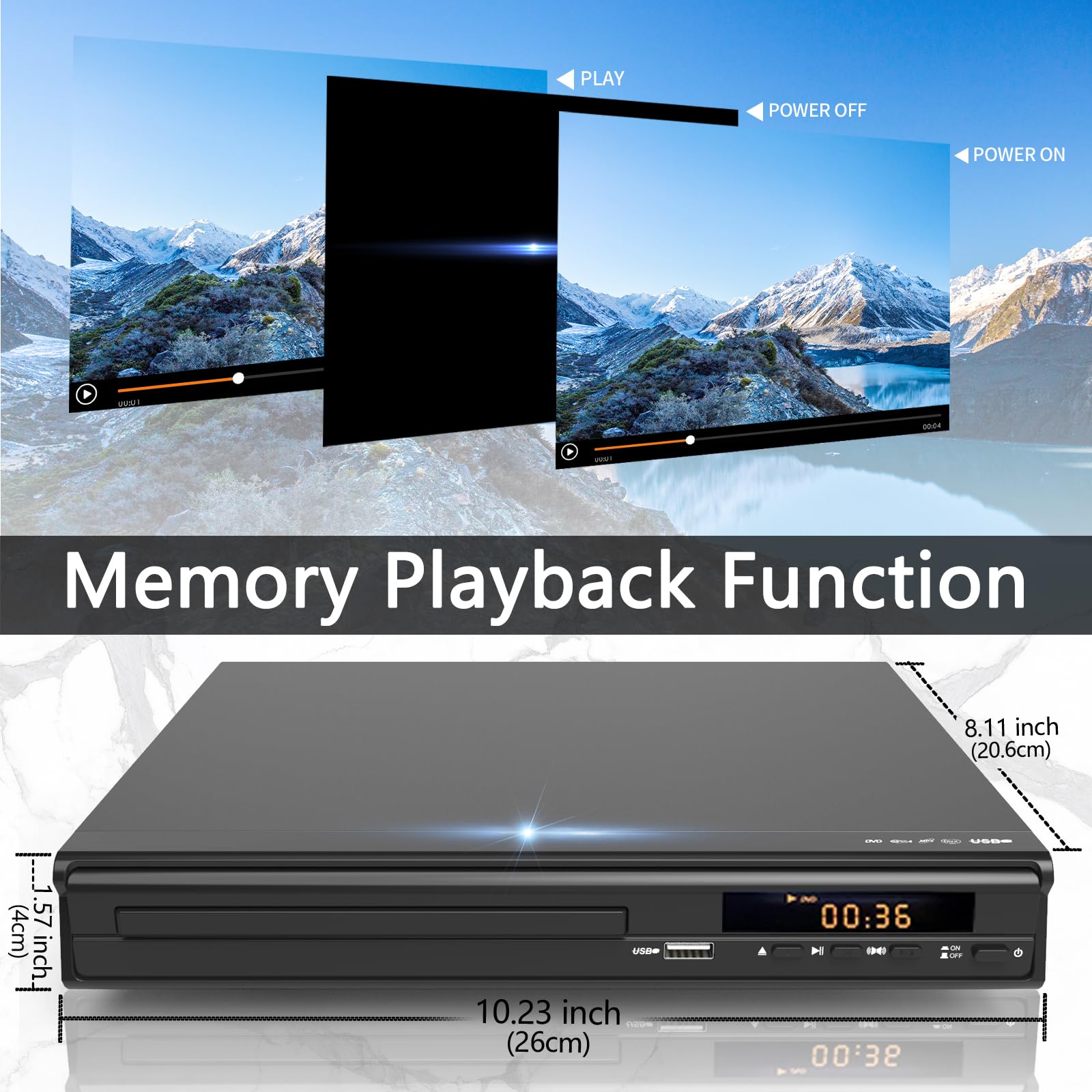 Multi-Region CD DVD Players,DVD Players for TV,HDMI AV Output, Supports USB Input & Mic's, Package Includes RCA/HDMI Cables and Remote Control