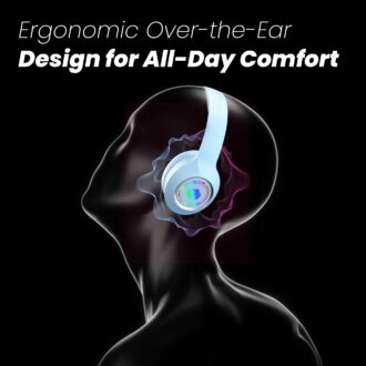 truke Newly Launched BTG 500 Over The Ear Gaming Headphone with 40mm Drivers, 10H of Playtime, Dual Pairing, Gaming Mode (50ms Latency) with RGB LEDs, TF Card with Volume Control, BT 5.4 (Sky Blue)