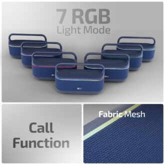 iBall Dhun 180 Portable Bluetooth Speaker, 50W RMS, 5Hrs Playback, Dual Drivers, Dual EQ, Metal Handle, Powerful BASS, TWS Support, RGB Lights, Fabric Finish, Type-C, Call Function (Blue)