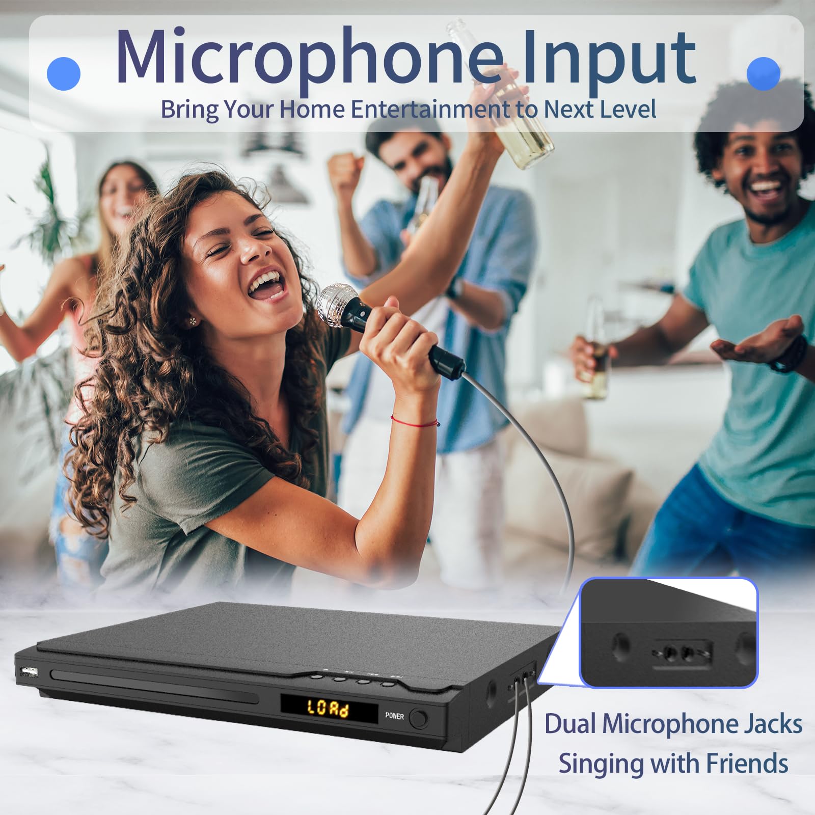 HDMI DVD Player, Multi-Region DVD Player for TV, Supports Mic's & USB Input, NTSC/PAL Systems, HDMI/RCA Cables and Remote Control Included - Image 3