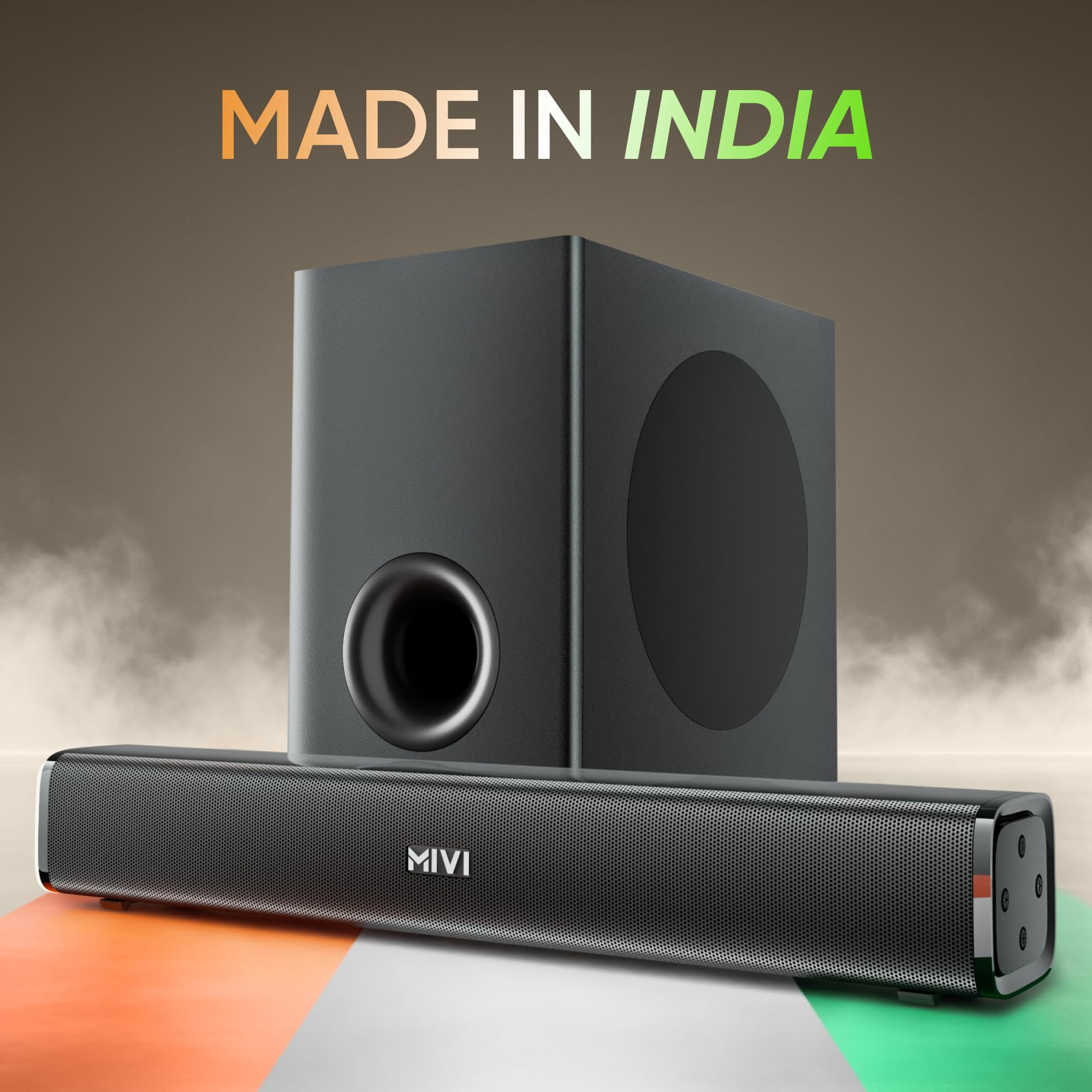 Mivi Nex 100 Sound Bar for Smart TV | 90W 2.1 Channel Home Theatre Speaker with Subwoofer | Bluetooth v5.3 | Deep Bass | Music System for Wireless | Speaker Home Theatre | Made in India