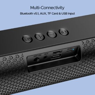 Boat Aavante Bar 490 10W Signature Sound, Dual Full-Range Drivers,7 HRS Battery, Built-in Mic,2.0 CH, TWS Feature,Multi Connect, Bluetooth Sound Bar, Soundbar Speaker (Classic Black)