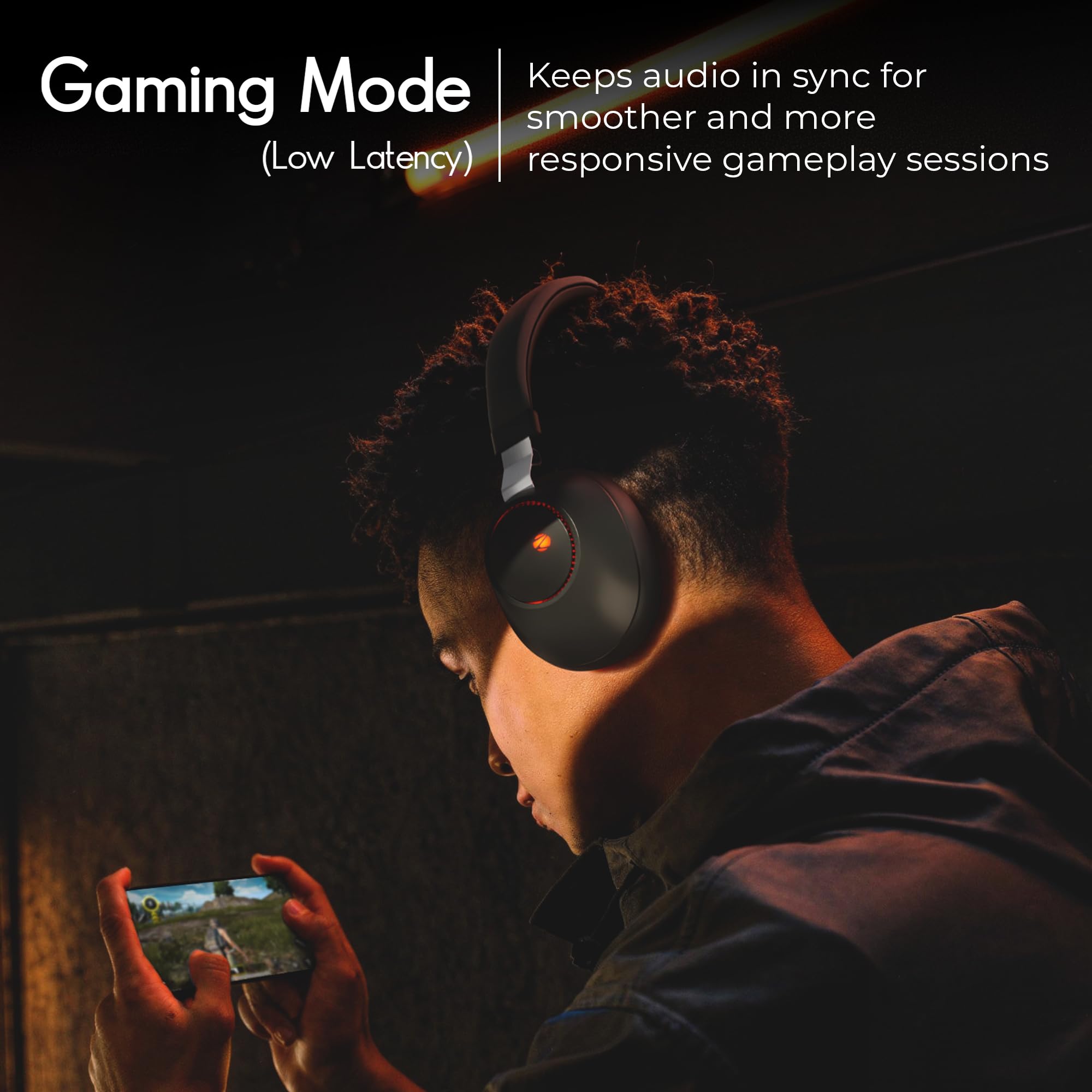 ZEBRONICS Duke (2026 Upgrade) Wireless Headphone, BT v5.3, Upto 60 hrs Playback, 40mm Drivers, Deep Bass, ENC, Gaming Mode, Dual Pairing, LED Lights, Media/Volume Control, Call Function (Black) - Image 6