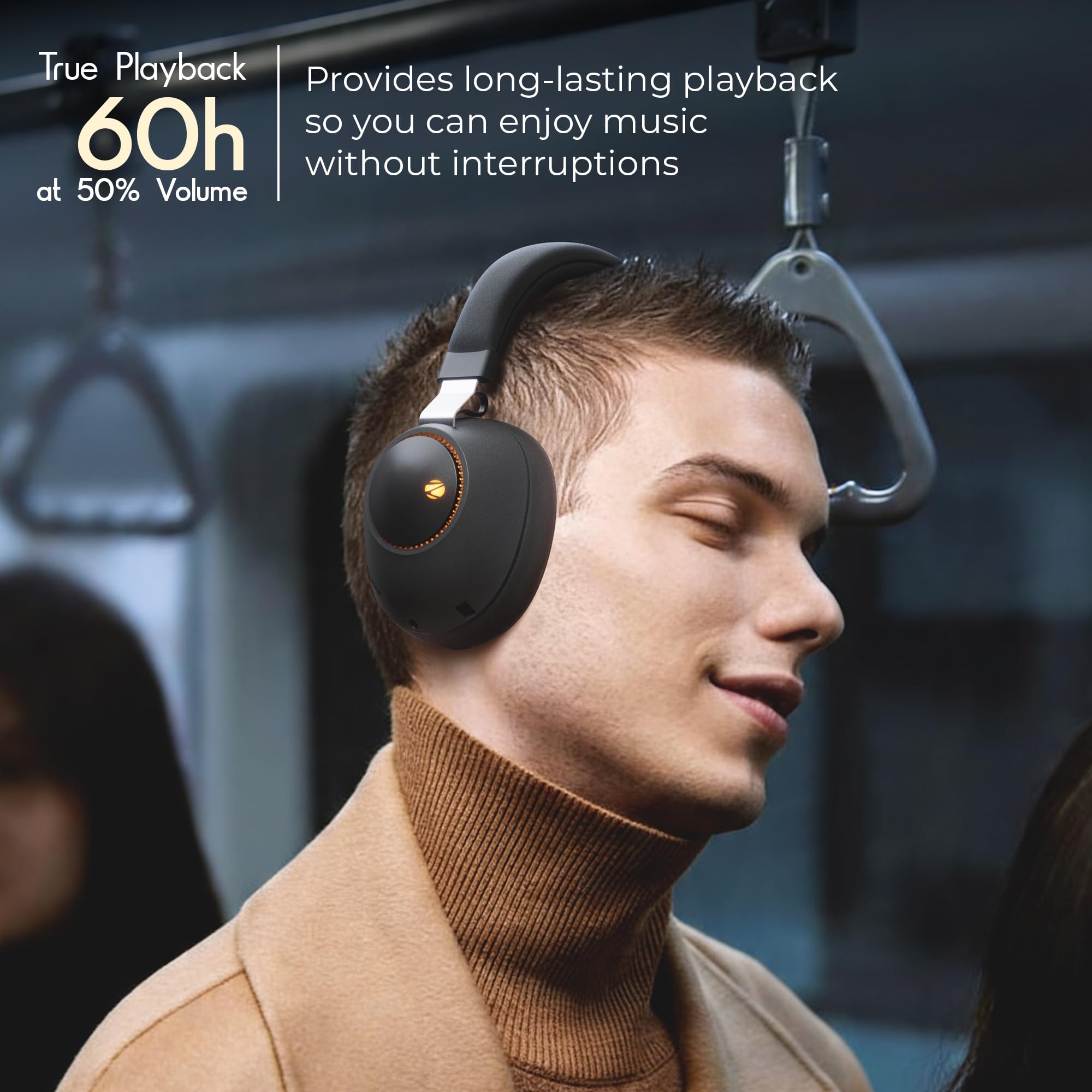 ZEBRONICS Duke (2026 Upgrade) Wireless Headphone, BT v5.3, Upto 60 hrs Playback, 40mm Drivers, Deep Bass, ENC, Gaming Mode, Dual Pairing, LED Lights, Media/Volume Control, Call Function (Black) - Image 4