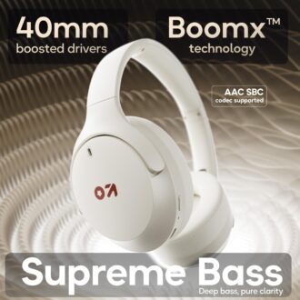 GOBOULT Q Over Ear Bluetooth Headphones with 70H Playtime, 40mm Bass Drivers, Zen™ ENC Mic, Type-C Fast Charging, 4 EQ Modes, Made in India, IPX5 Headphones Wireless with mic (Cream)