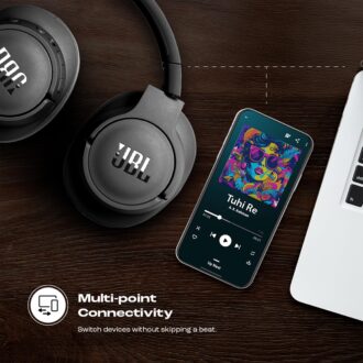 JBL Tune 770NC Wireless Over Ear ANC Headphones with Mic, Upto 70 Hrs Battery, Speed Charge : 5 min Charge Gives up to 3H of Playback, Customized EQ, Google Fast Pair, Dual Pairing, BT 5.3 (Black)