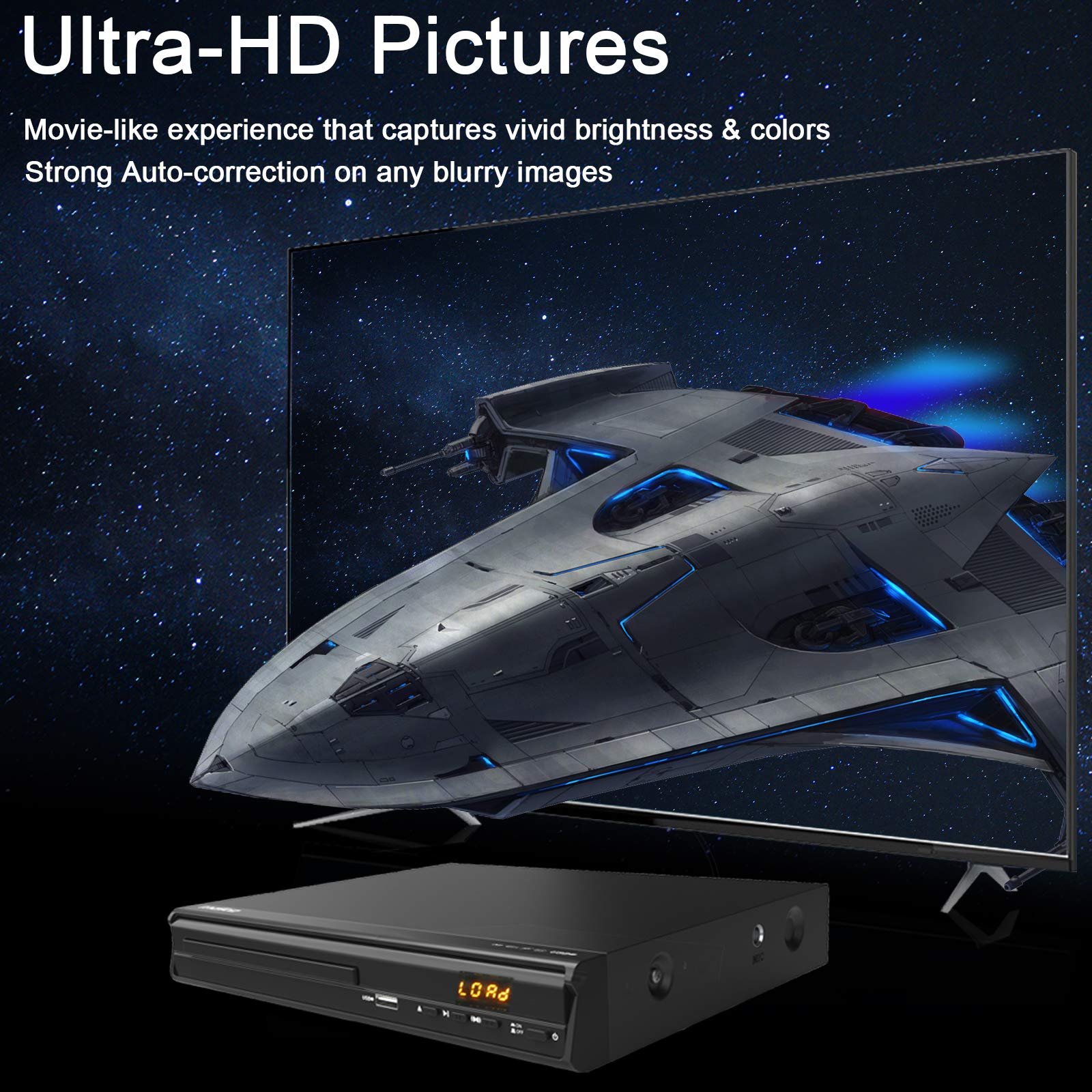 Multi-Region CD DVD Players,DVD Players for TV,HDMI AV Output, Supports USB Input & Mic's, Package Includes RCA/HDMI Cables and Remote Control - Image 4