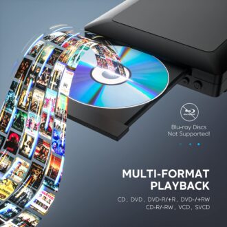 Mini DVD Player, All Region DVD CD/Disc Player for TV with HDMI/AV Output, HDMI/AV Cables Included, HD 1080P Supported Built-in PAL/NTSC System USB Input
