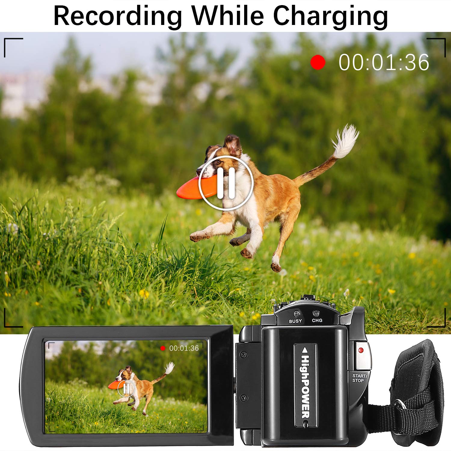 Video Camera Camcorder kimire Digital Camera Recorder Full HD 1080P 15FPS 24MP 3.0 Inch 270 Degree Rotation LCD 16X Digital Zoom Camcorder Camera with 2 Batteries(Black) - Image 8