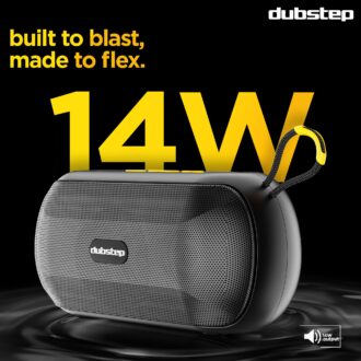 Dubstep Pop 1400 Portable Bluetooth Speaker | 14W Loud Sound, Deep Bass with XBASS, 16 Hrs Playtime, TWS Stereo Pairing, 52mm Driver, Splash-Resistant, Carry Strap (Black)