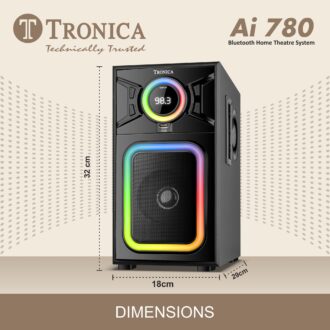Tronica AI780 Bluetooth Home Theatre Speaker System with 60W Sound & Bass Boost, LED Display, RGB Lights, FM, USB, AUX, Mic Support & Remote Control