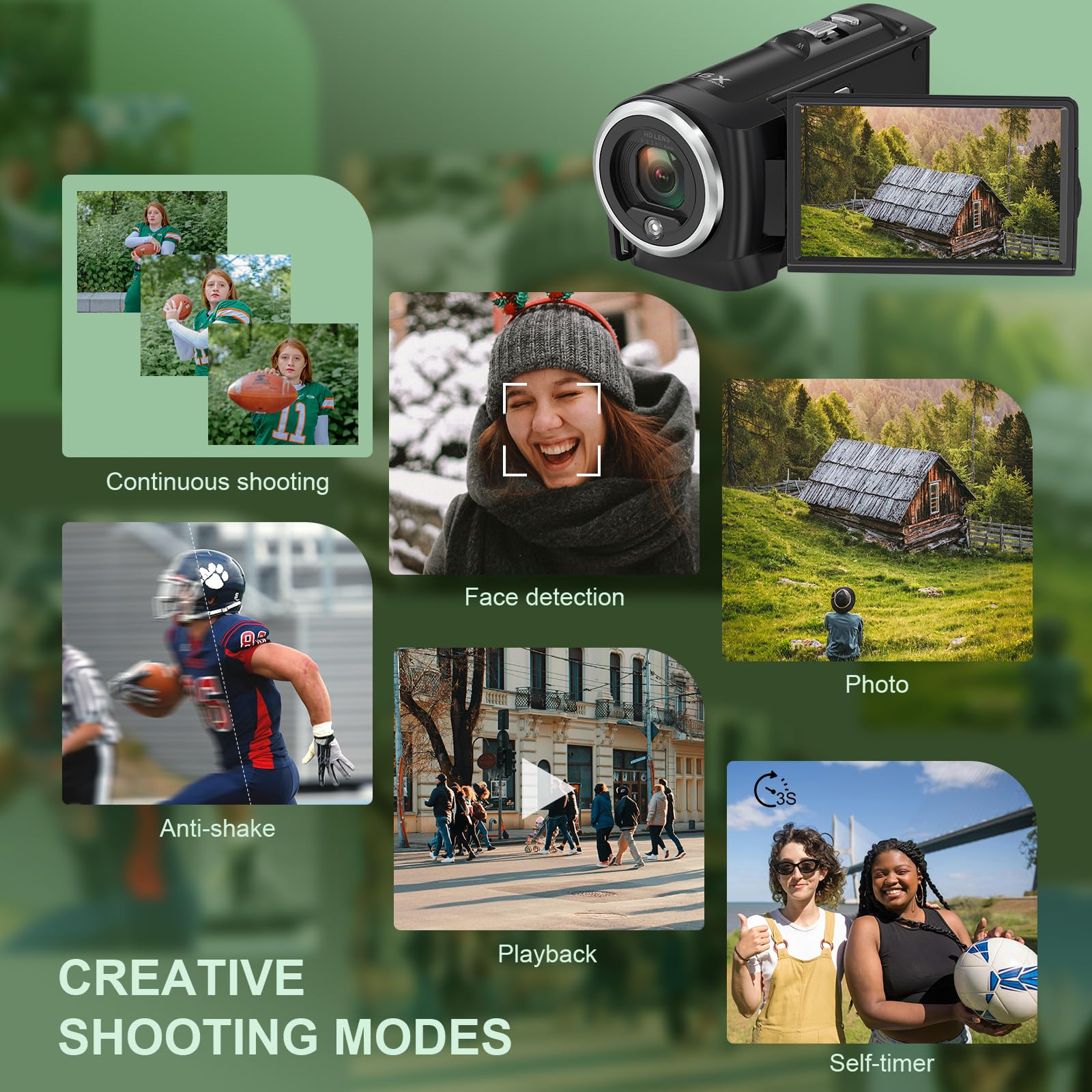 Tixeuo 2.7K Video Camera Camcorder QHD 50MP YouTube Vlogging Camera 16X Digital Zoom Webcam 270 Degree Rotation Screen Camcorders with 32G SD Card and 2 Batteries Recording While Charging - Image 6