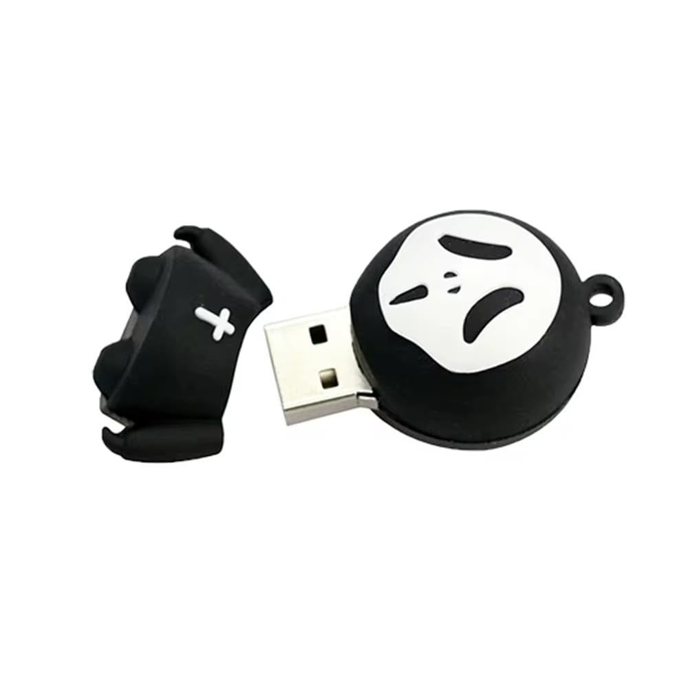 CleverlyGifted_64GB Ghost Face USB Flash Drive, Black and White Design, Novelty Character Shape, 1pc, Upto 10mbps - Image 2