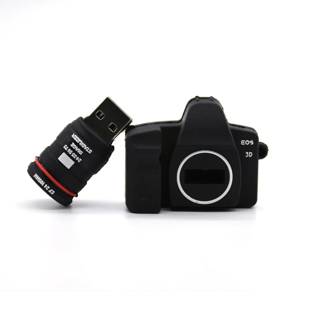 SippyTales ~Camera Shaped USB Flash Drive, Black, 2.0, Storage Device, Novelty Photography Gift, High Speed Data Transfer, for Laptop, Car, Home (32, GB)