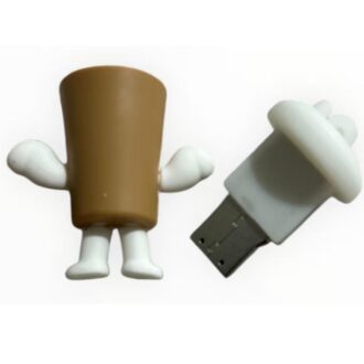 SippyTales~Coffee Cup USB Flash Drive, Novelty Cartoon Design,Brown and White Memory Stick Keychain, 2.0 Pen Drive, for School, Home, Gifting, Speed Upto 15MBPS (16, GB)