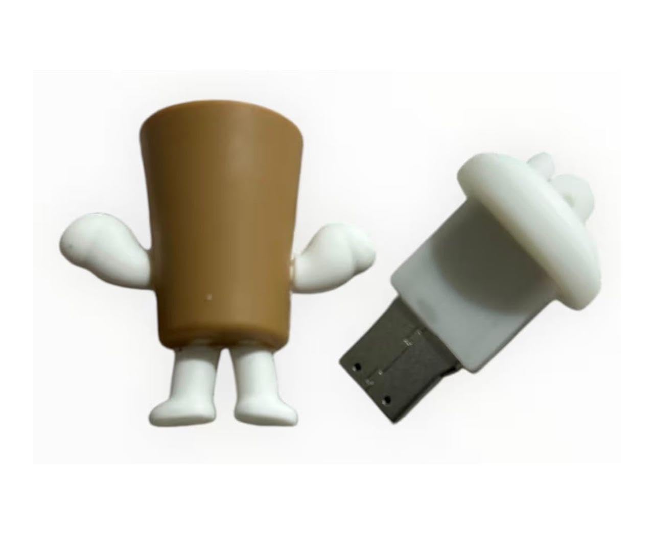 SippyTales~Coffee Cup USB Flash Drive, Novelty Cartoon Design,Brown and White Memory Stick Keychain, 2.0 Pen Drive, for School, Home, Gifting, Speed Upto 15MBPS (16, GB)