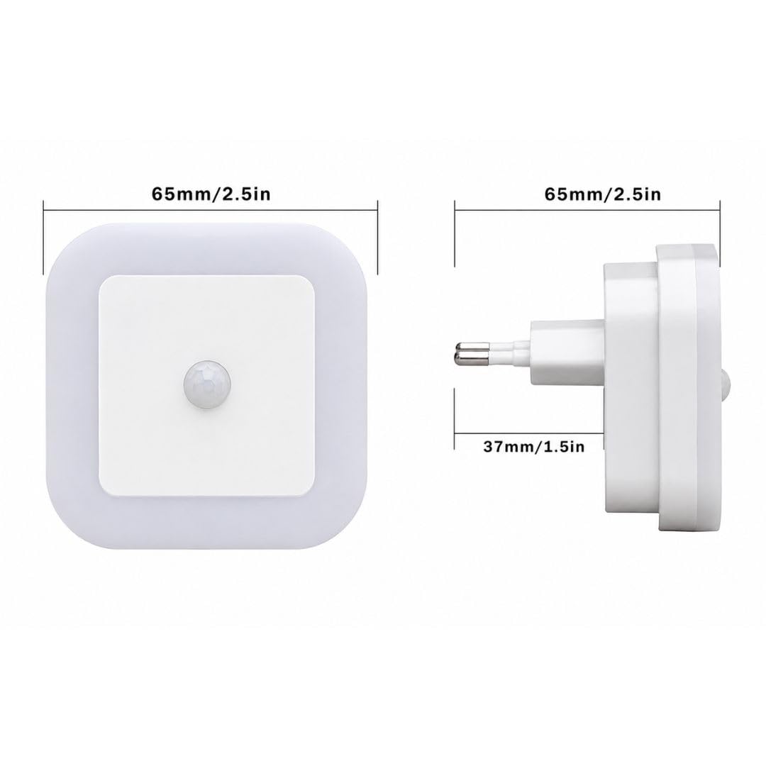 Decora Homes Smart Automatic Light On Off Sensor Night Lamp, Plug-in LED Bed Side Light, Dimmable Warm White Night Light for Bedroom, Kitchen, Bathroom, Stairs - Pack of 4 - Image 2