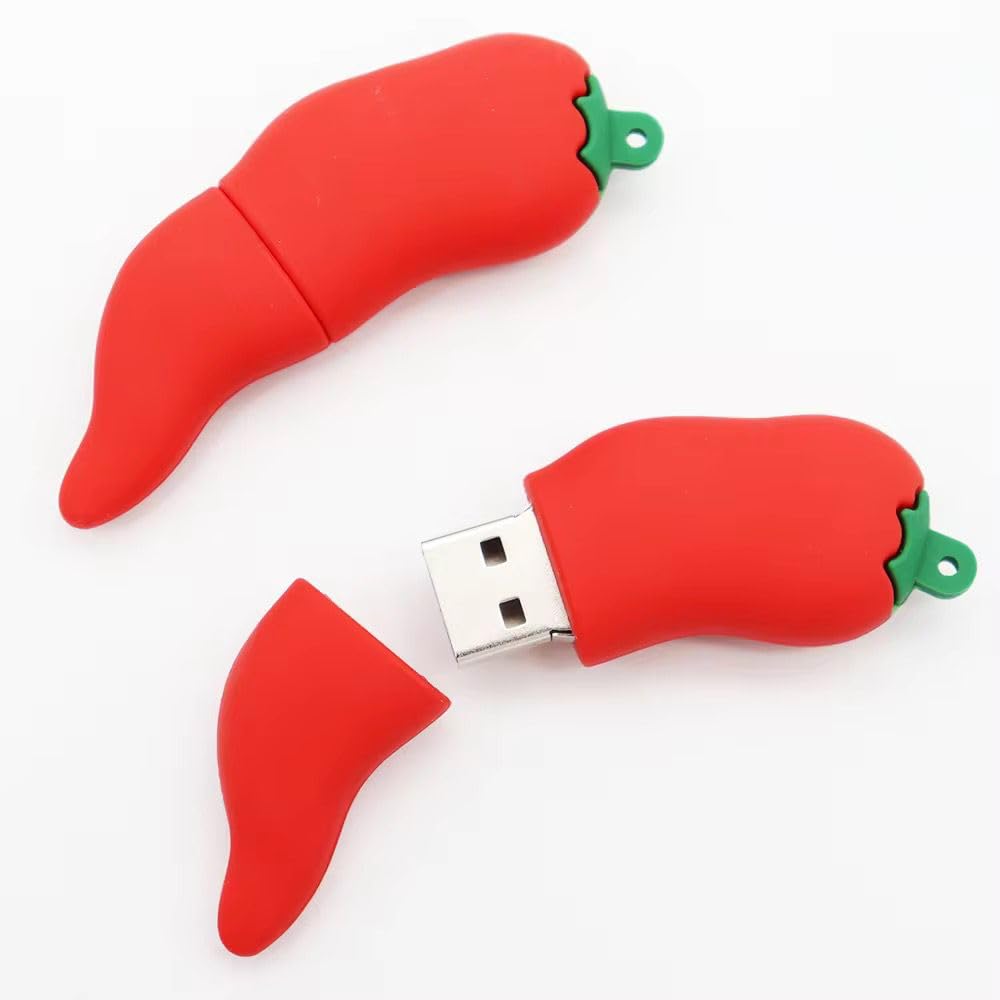 CleverlyGifted Red Chili Shaped USB Flash Drive, Silicon Rubber Housing, 2.0 Interface, 4GB-128GB Storage, Novelty Pen Drive for Data Storage (8, GB) - Image 5