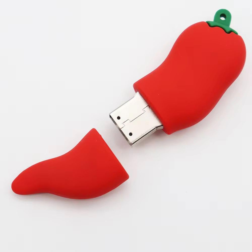 CleverlyGifted Red Chili Shaped USB Flash Drive, Silicon Rubber Housing, 2.0 Interface, 4GB-128GB Storage, Novelty Pen Drive for Data Storage (8, GB) - Image 2