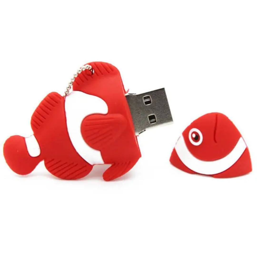 SippyTales~128GB, Fish USB Flash Drive, Red and White Silicone Design,2.0 Portable Data Storage Device - Image 3