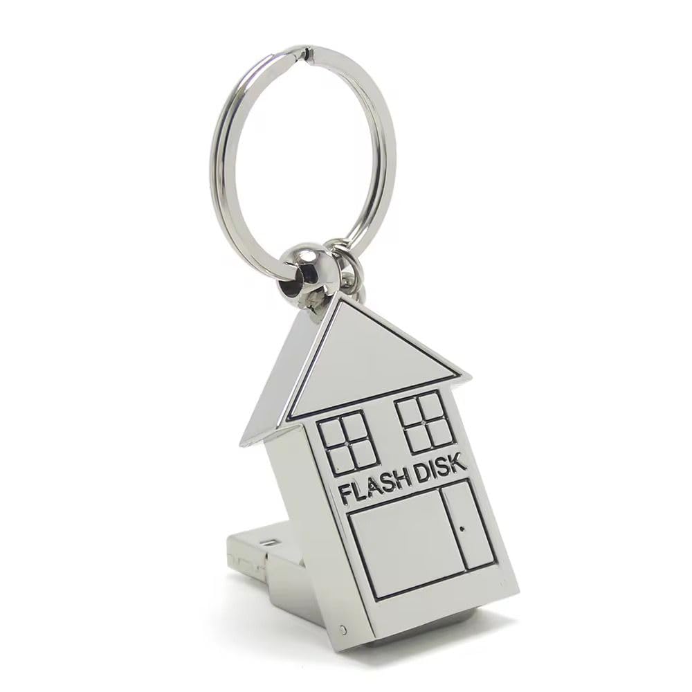 ® House Shape USB Flash Drives, 4GB-128GB, Upto 12Mbps, 2.0, Metal Body, Keychain Pen Drive, Gifting Flash Drives. (8, GB) - Image 2