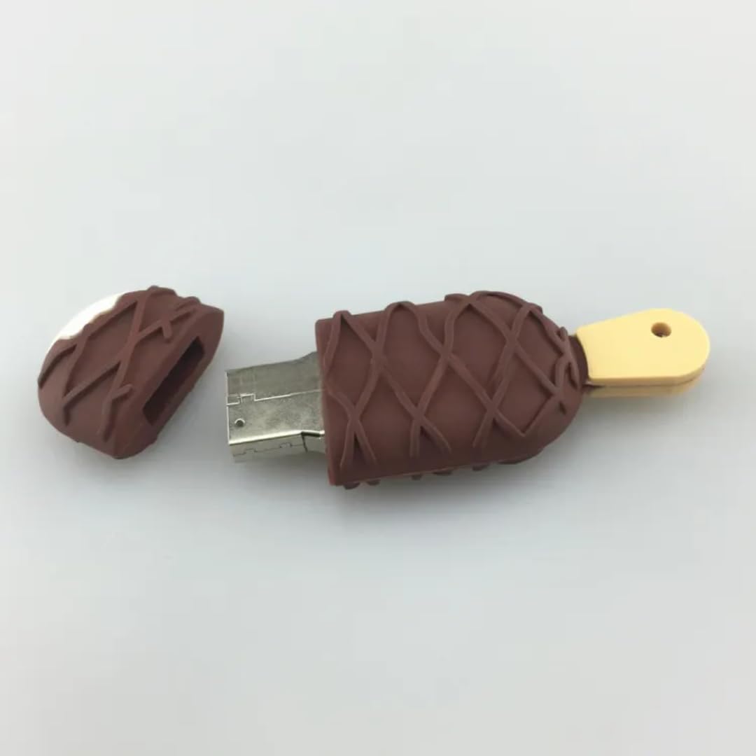 SippyTales~Cute Ice Cream Shape USB Flash Drive 2.0 | Chocolate Design Rubber Pendrive| High Speed, Waterproof, Plug & Play, Cartoon Memory Stick for Laptop, Car, Gift Use (32, GB) - Image 4