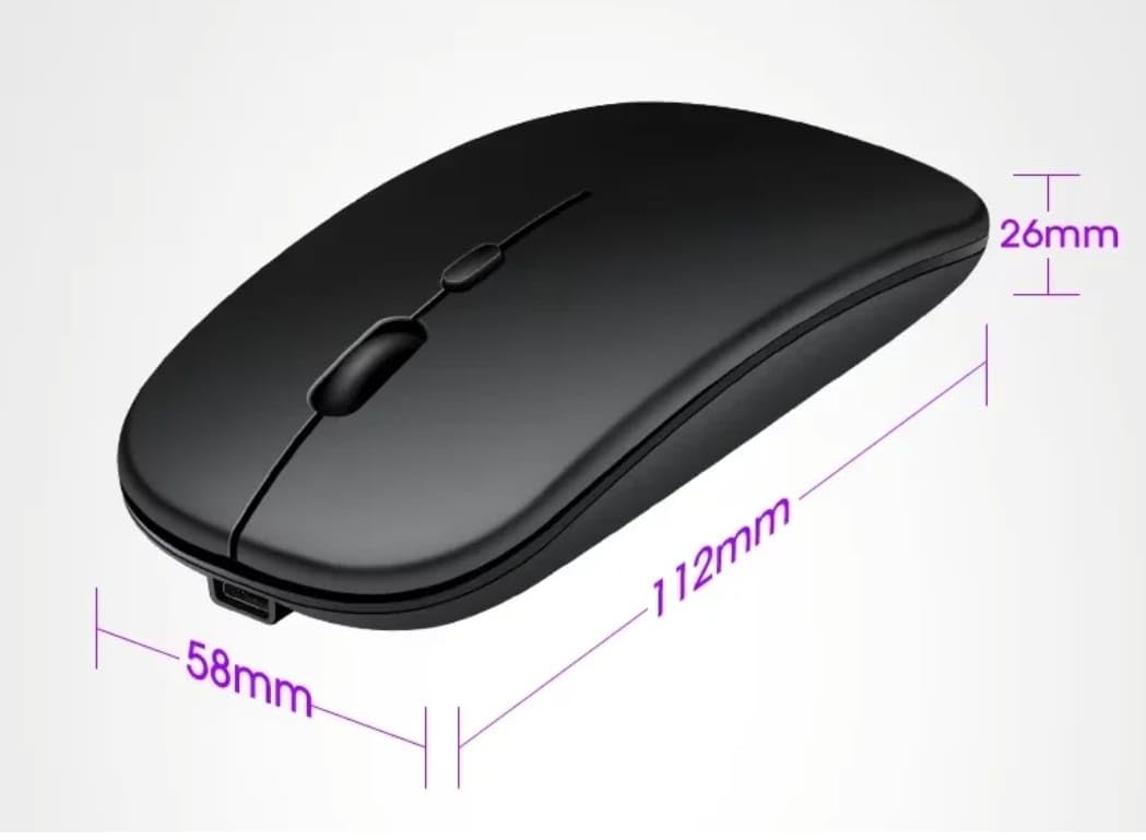 Wireless Mouse, Bluetooth and 2.4G Dual Mode, Rechargeable (Black) - Image 2