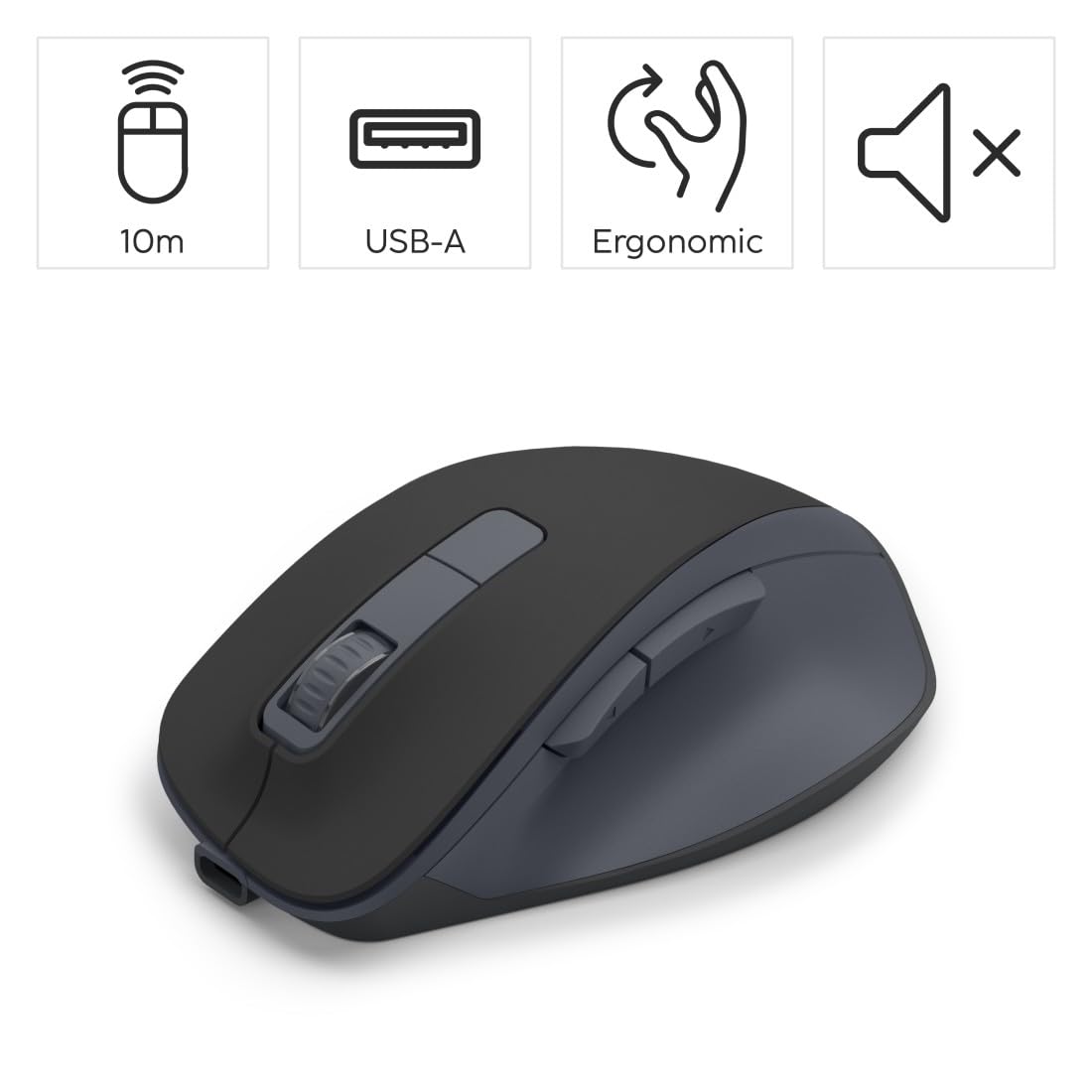 Wireless Rechargeable Mouse with Battery, Ergonomic Shape, 6 Buttons, 800/1200/1600 DPI, AI Assistant, 2.4 GHz, Ideal as Computer Mouse, Laptop Mouse, Black - Image 2