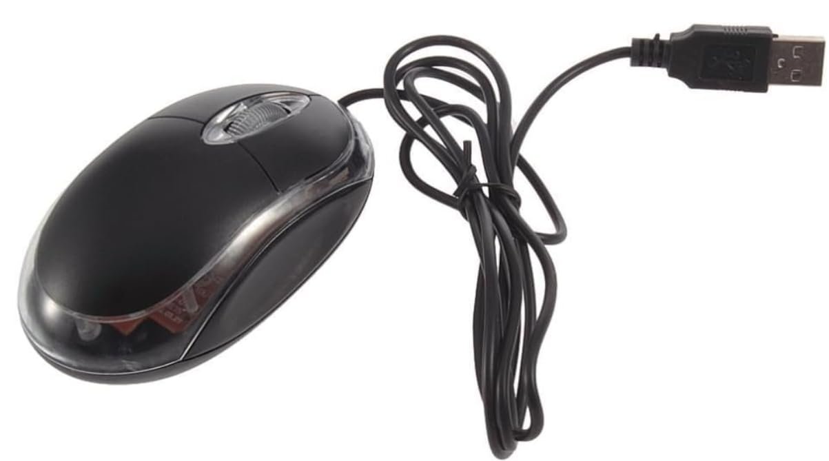 Wired Optical Mouse with Scroll Wheel | Mini USB Mouse for PC & Laptop | High Precision LED Optical Tracking | Ergonomic Compact Design | Black(Wired Mouse- 2)
