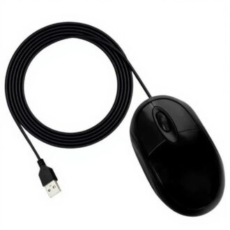USB Optical Mouse, Black, Wired Computer Mouse with Long Cable, Ergonomic Design for Desktop PC and Laptop