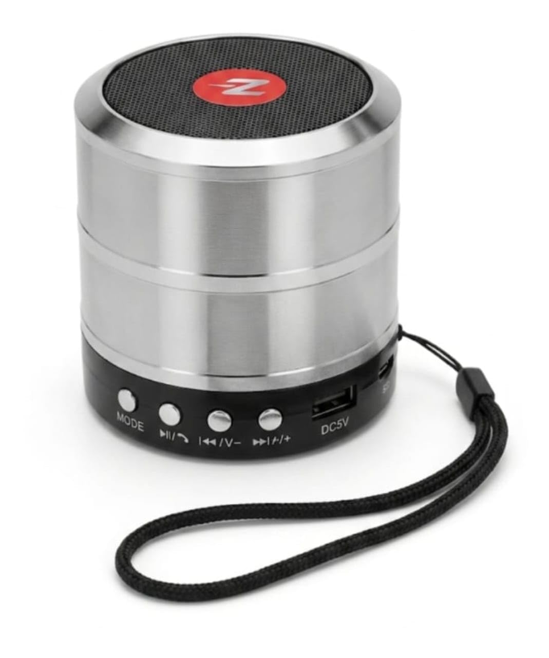Z Mini Portable Bluetooth Speaker, Silver, Metal Body, with Wrist Strap, USB Port, DC5V