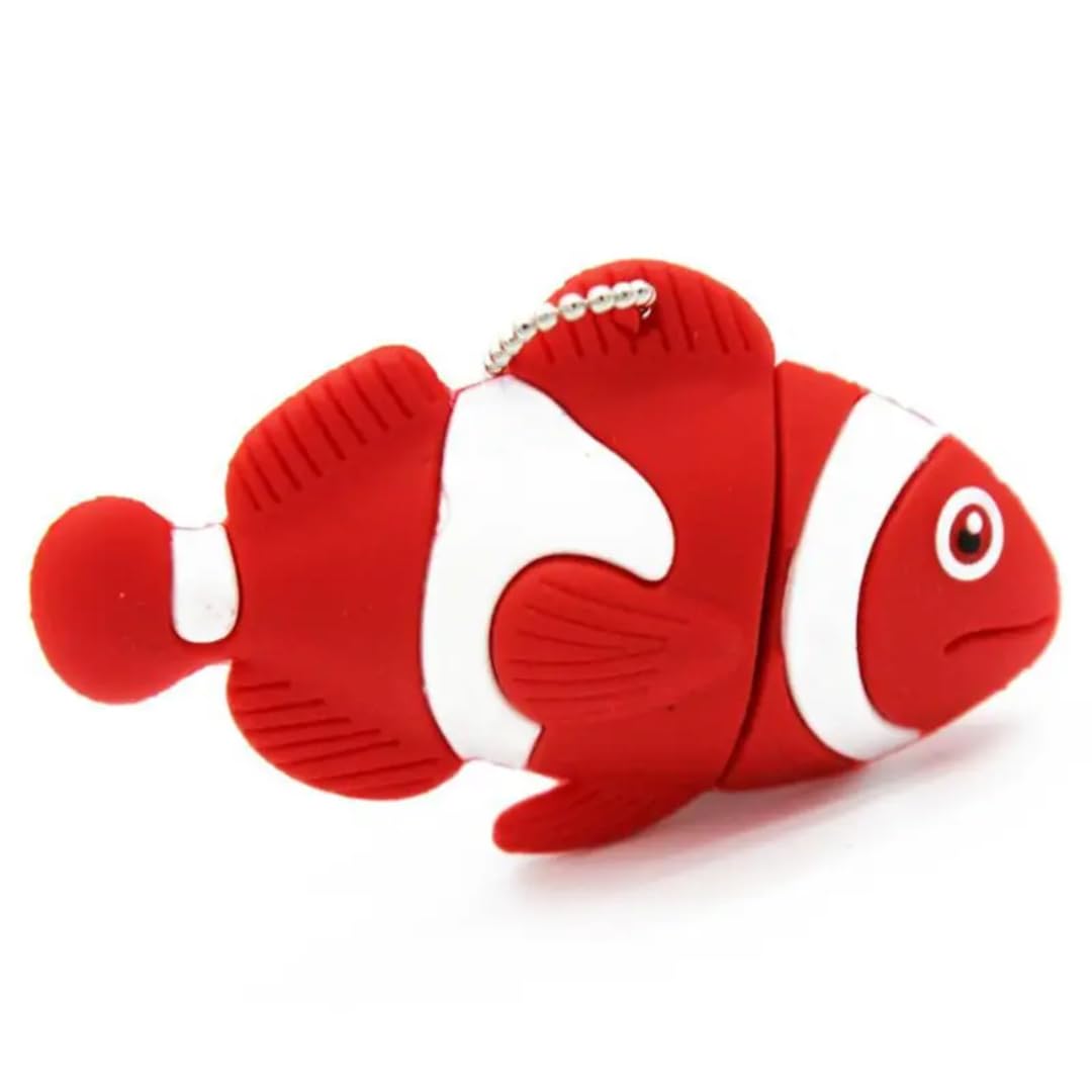 SippyTales~128GB, Fish USB Flash Drive, Red and White Silicone Design,2.0 Portable Data Storage Device - Image 2