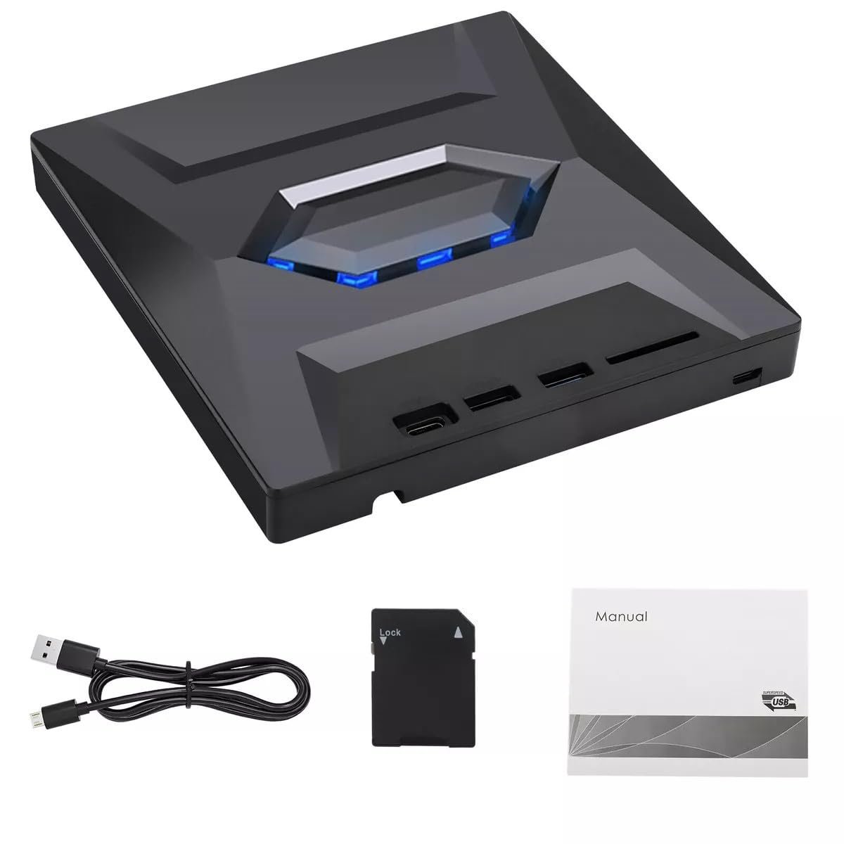 5 in 1 External CD DVD Drive USB 3.0 & Type-C Player Burner Portable +/-RW Disc Reader Writer With SD Card Slot and USB Ports for Laptop, Desktop, PC, Windows, Apple Mac, Computer - Image 2