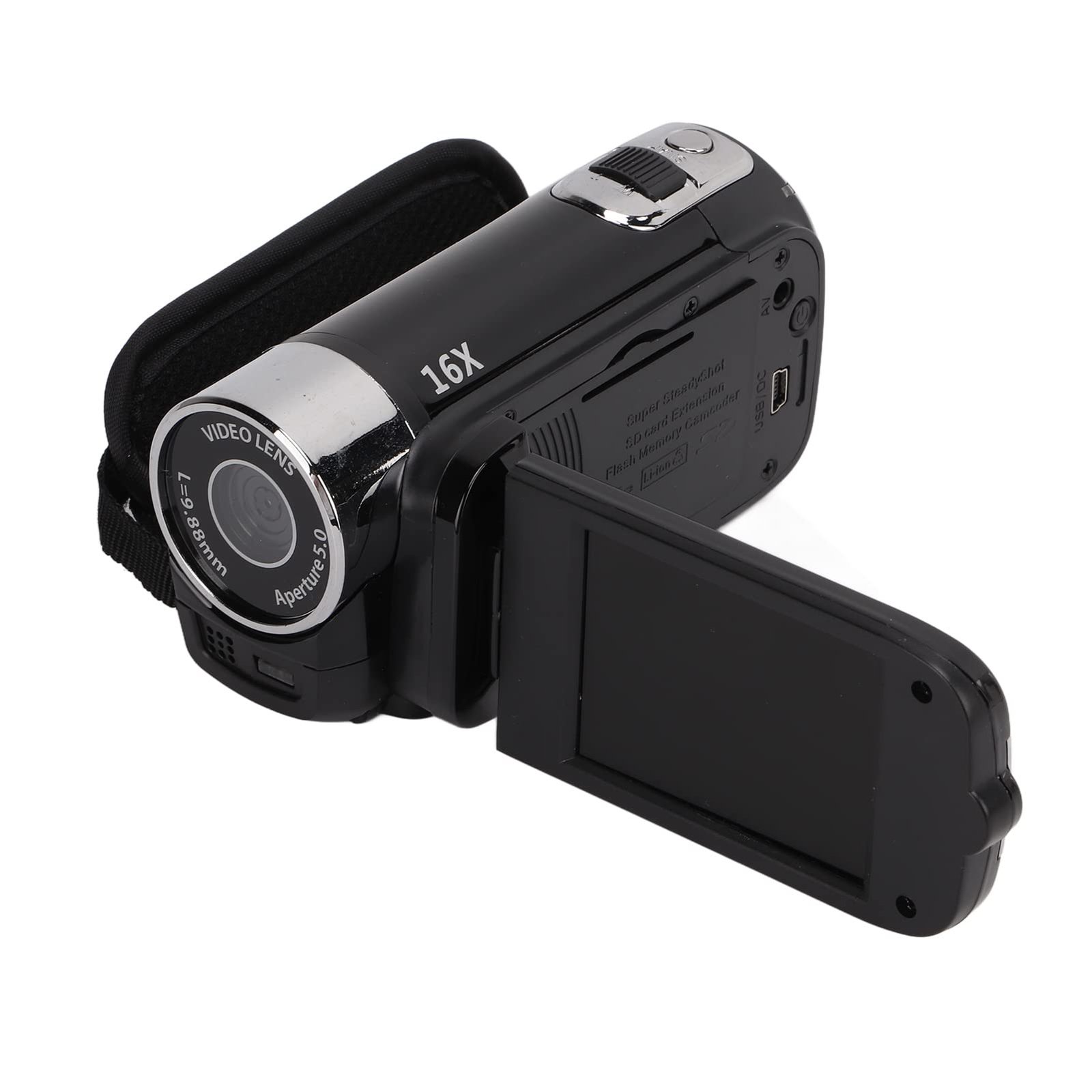 Video Camera Camcorder, 270° Rotatable LCD Screen 16X Zoom, 4K 1080P HD Recording, USB Interface, for Vlogging and YouTube Videos (Black) - Image 3