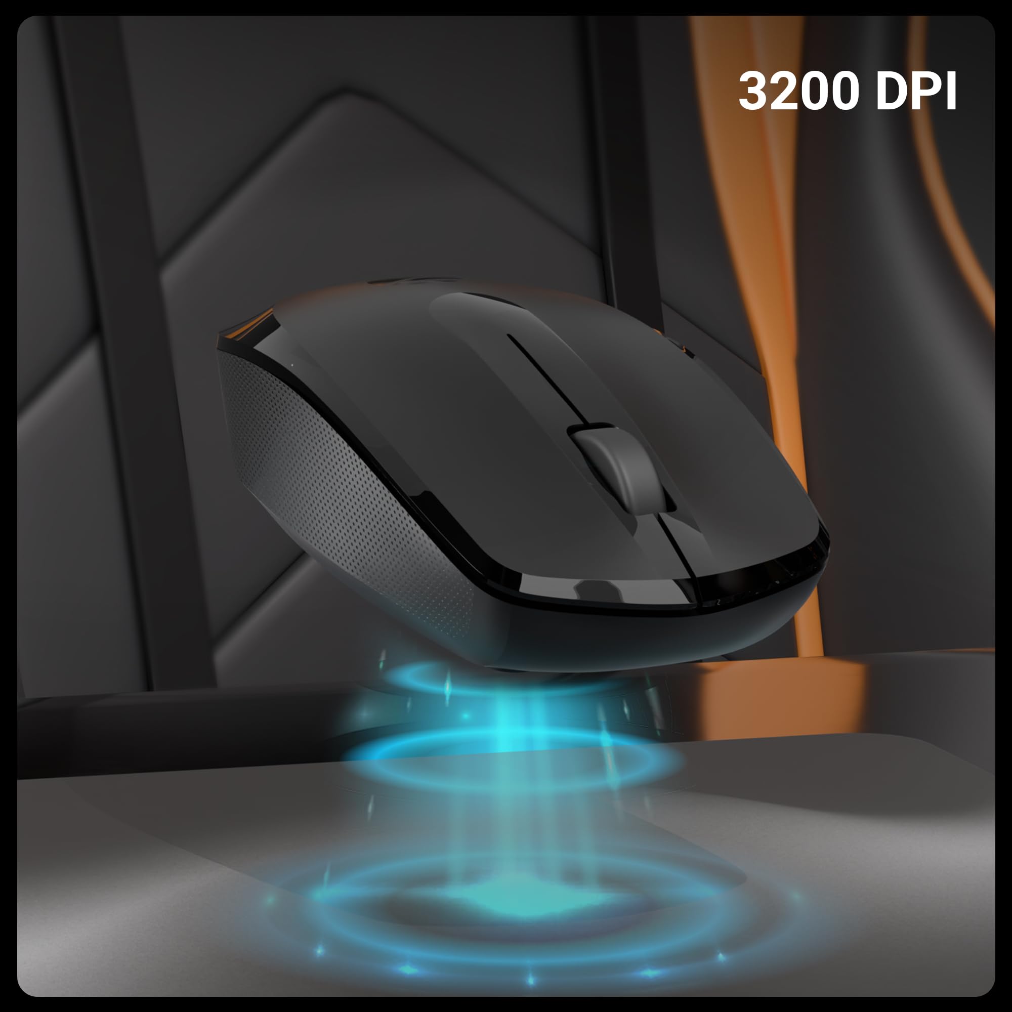 Wireless Mouse, 2.4GHz, 3200 DPI, 3 Buttons, Comfortable & Ergonomic, USB Nano Receiver, Power-Saving Mode, Works on Most Surfaces, for Mac | Laptop | Computer (Freego, Black) - Image 3